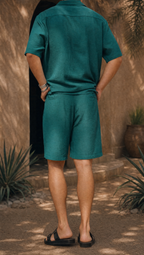 TEAL LINEN SHORT