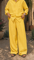 BUTTER YELLOW LINEN OVERSIZED PANTS