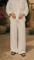 WHITE LINEN OVERSIZED PANTS