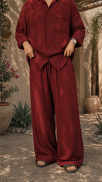RED WINE LINEN LONG SLEEVE SHIRT