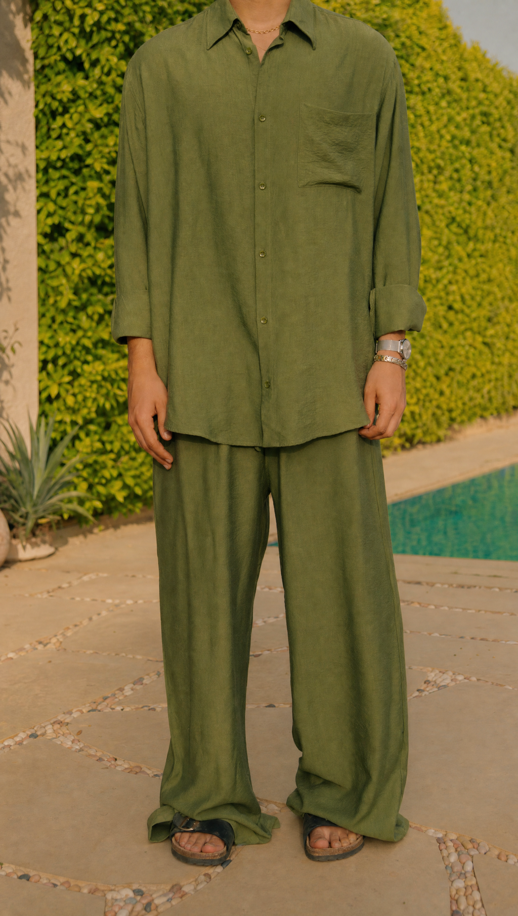 PALM LINEN OVERSIZED PANTS