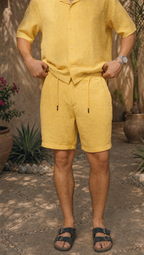BUTTER YELLOW LINEN SHORT