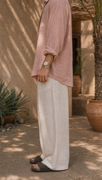 PINK LINEN LONG SLEEVE SHIRT