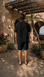 BLACK LINEN SHORT SLEEVE SHIRT