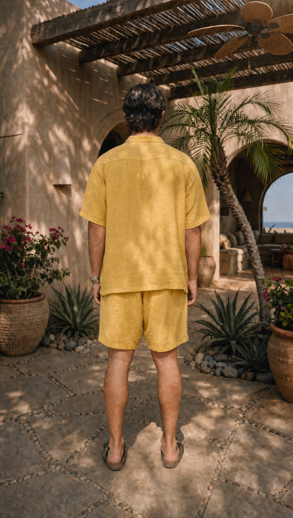 BUTTER YELLOW LINEN SHORT SLEEVE SHIRT