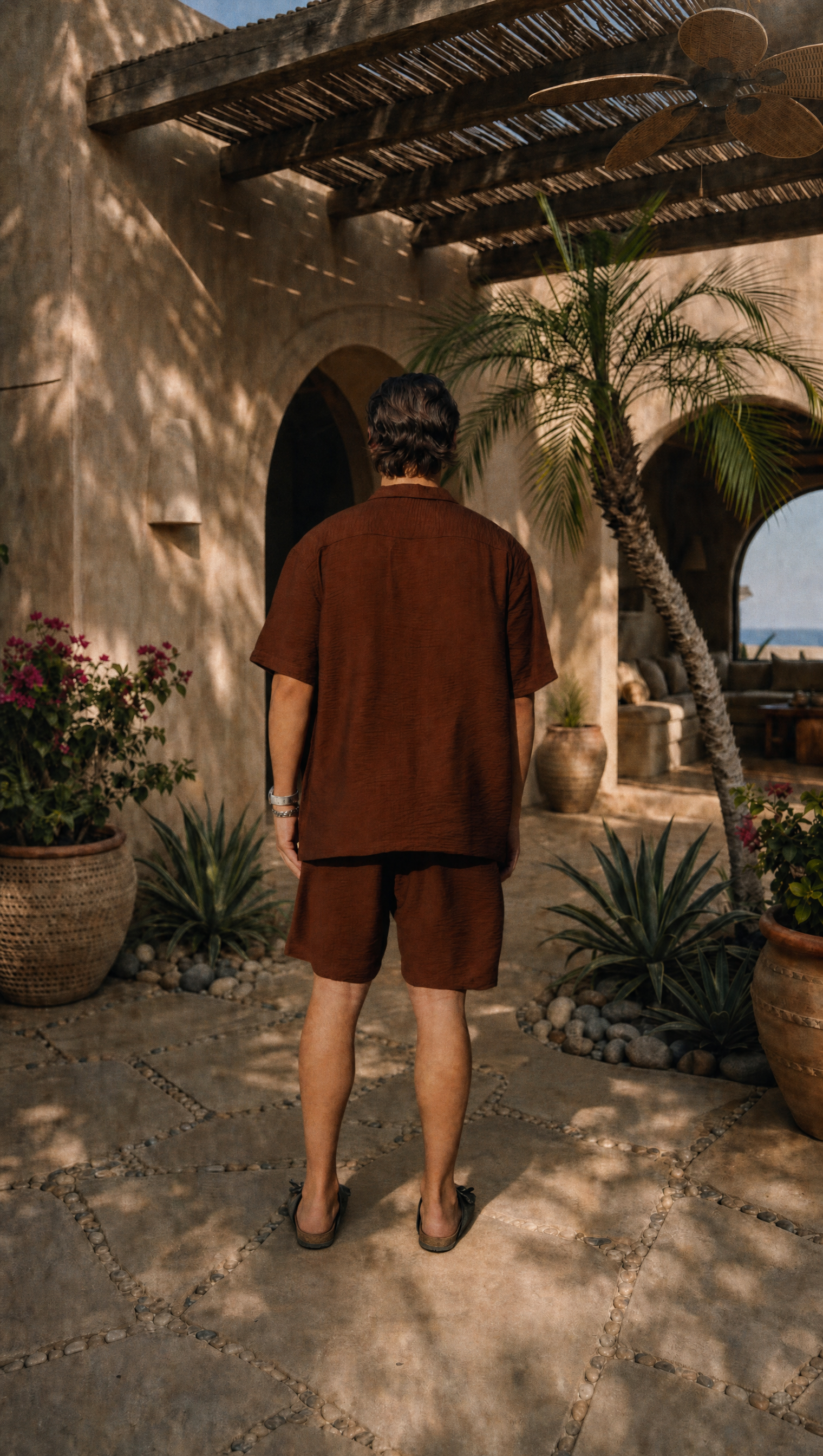 WALNUT LINEN SHORT SLEEVE SHIRT