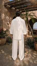 WHITE LINEN LONG SLEEVE SHIRT