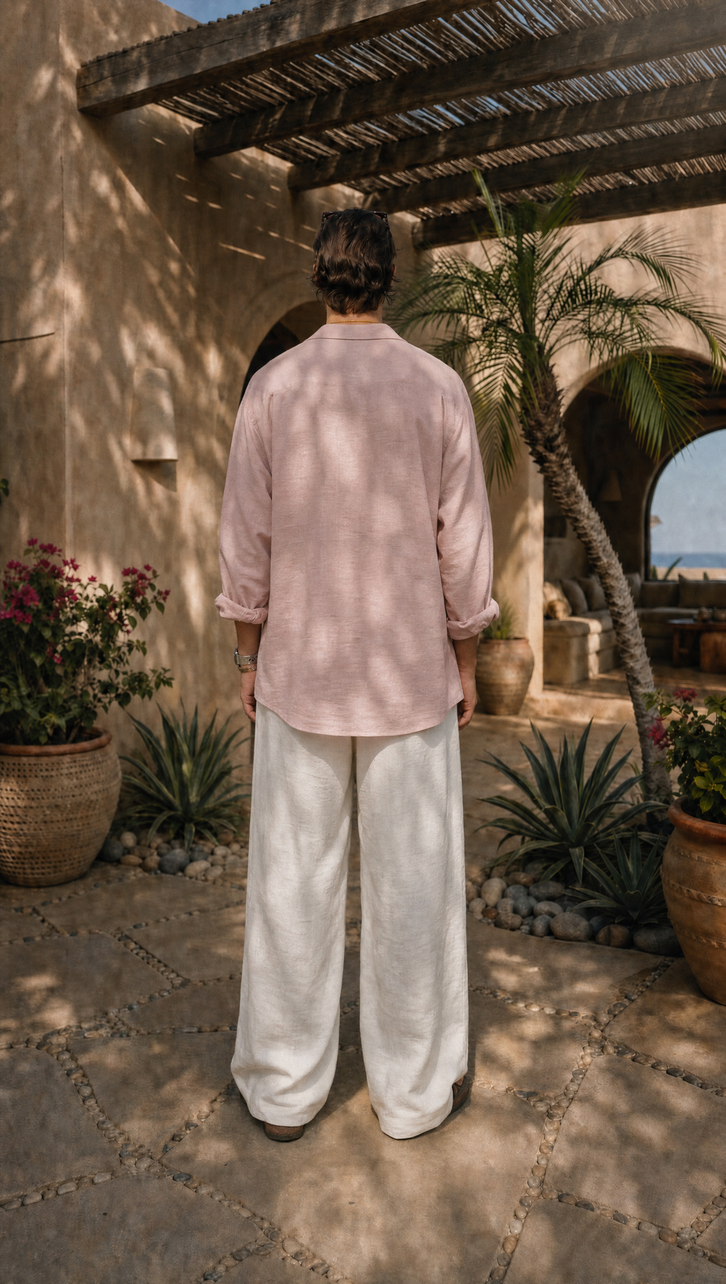 PINK LINEN LONG SLEEVE SHIRT