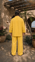 BUTTER YELLOW LINEN LONG SLEEVE SHIRT