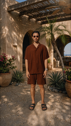 WALNUT LINEN SHORT SLEEVE SHIRT
