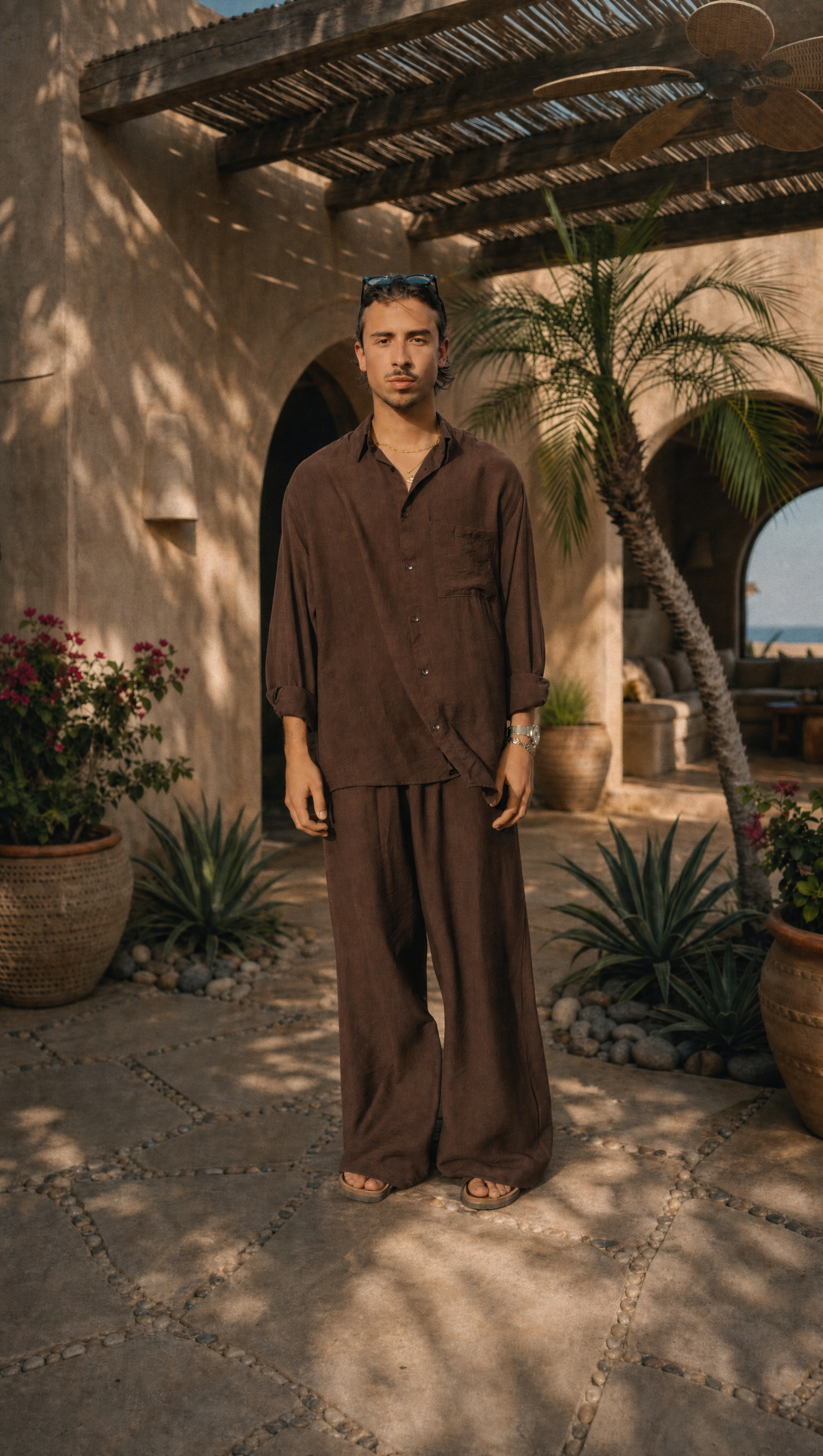 WALNUT LINEN LONG SLEEVE SHIRT