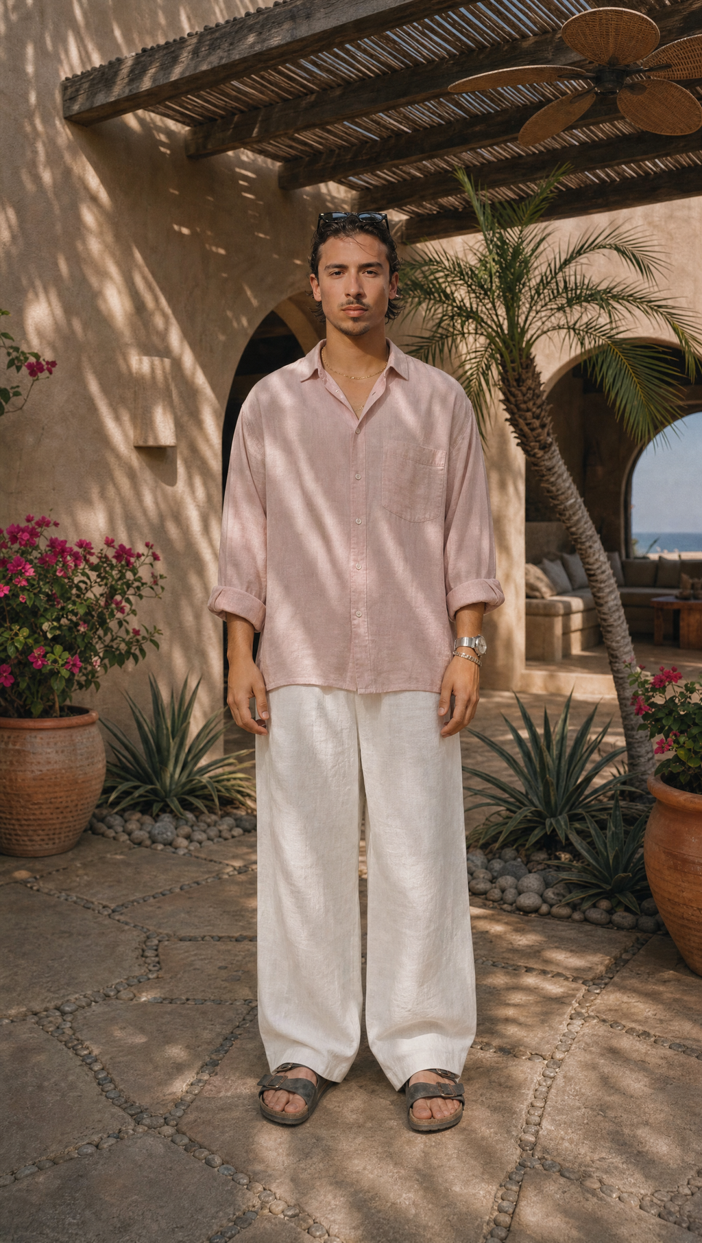 PINK LINEN LONG SLEEVE SHIRT