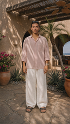 PINK LINEN LONG SLEEVE SHIRT