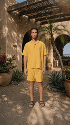 BUTTER YELLOW LINEN SHORT SLEEVE SHIRT