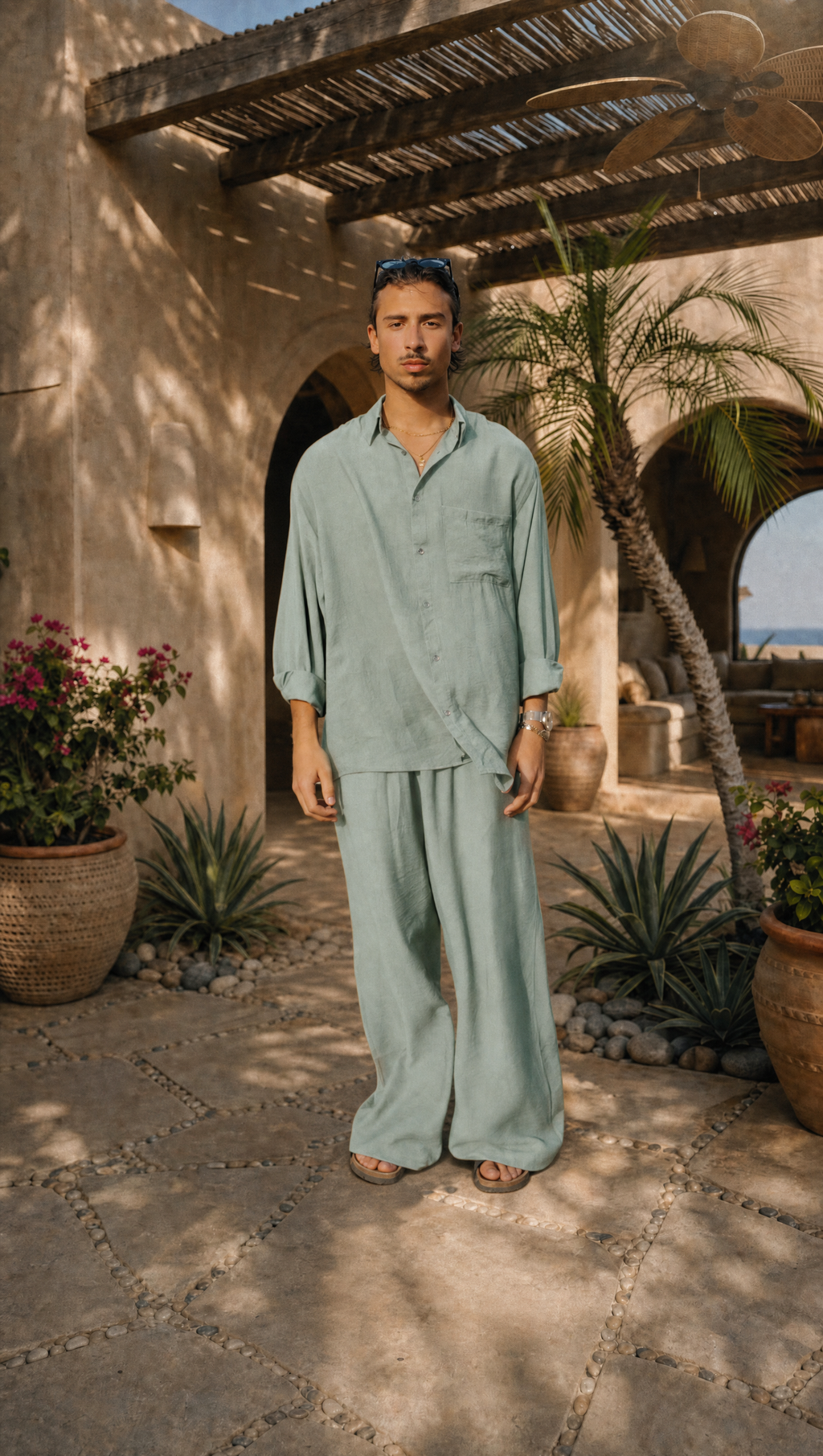 SAGE LINEN LONG SLEEVE SHIRT