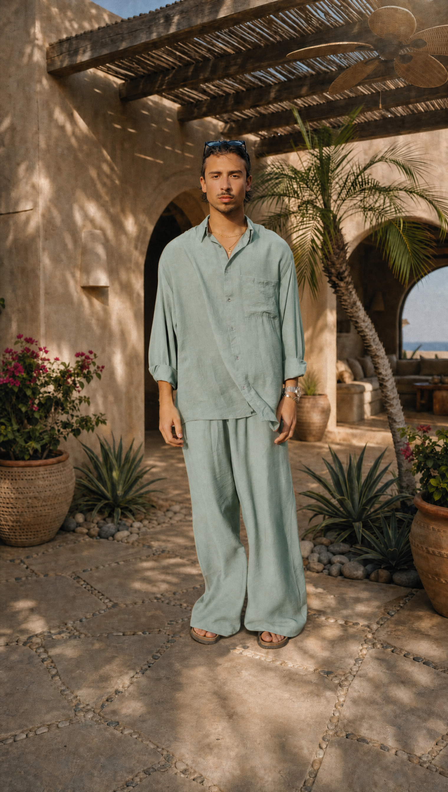 SAGE LINEN LONG SLEEVE SHIRT