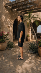 BLACK LINEN SHORT SLEEVE SHIRT