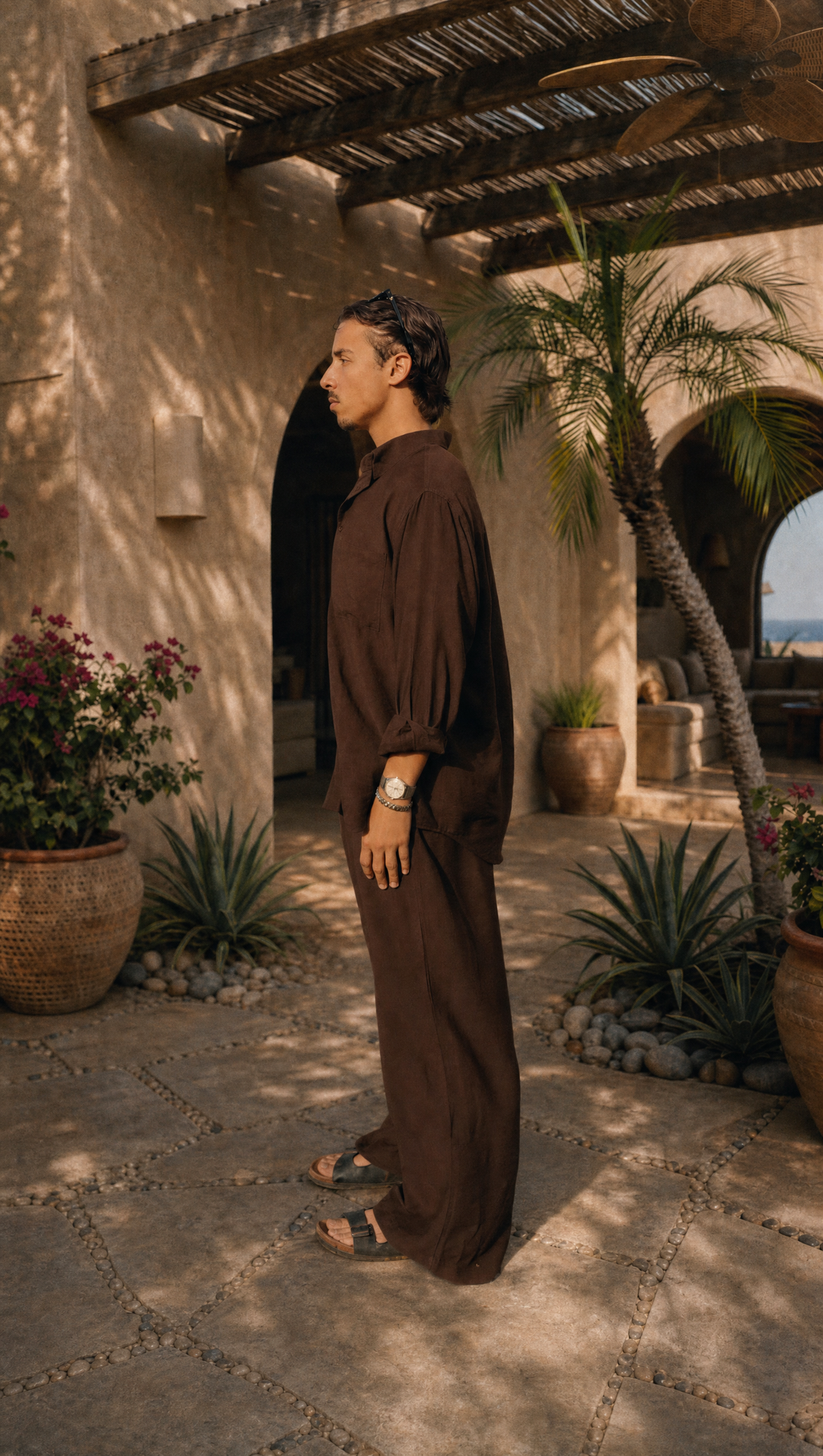 WALNUT LINEN LONG SLEEVE SHIRT