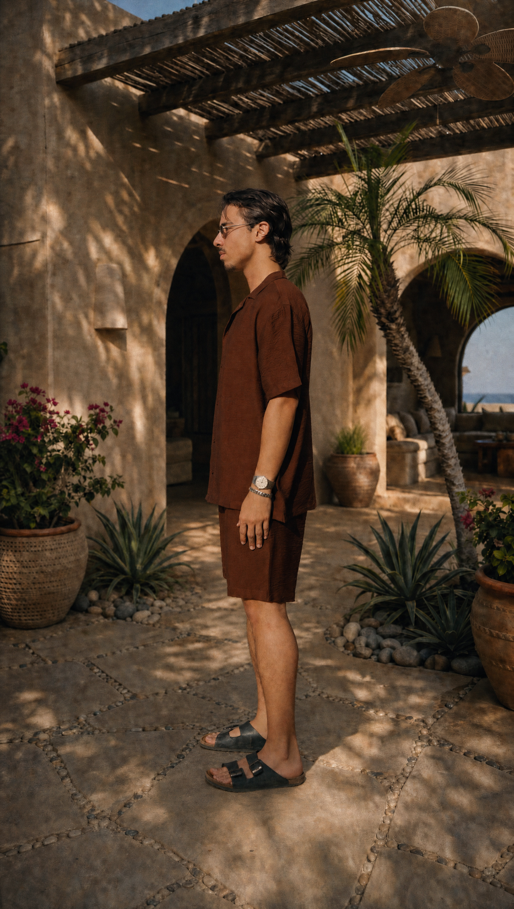 WALNUT LINEN SHORT SLEEVE SHIRT
