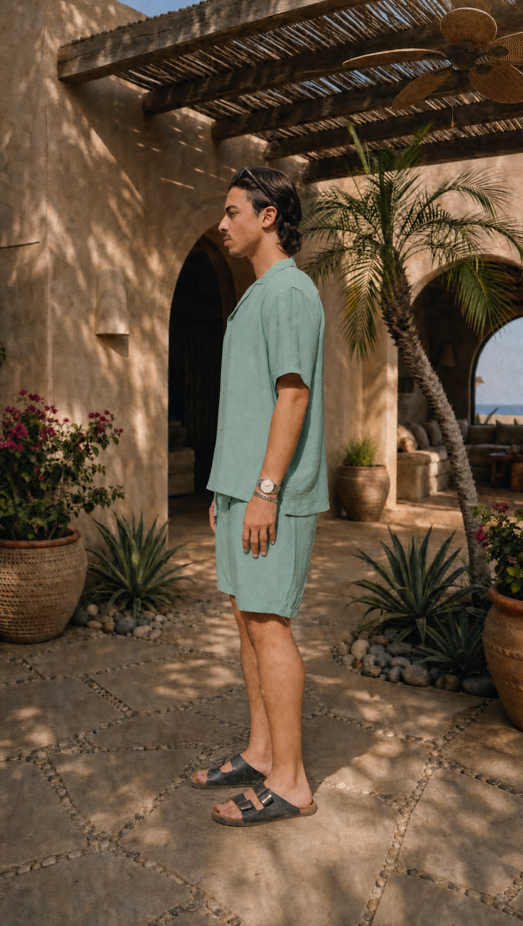 SAGE LINEN SHORT SLEEVE SHIRT
