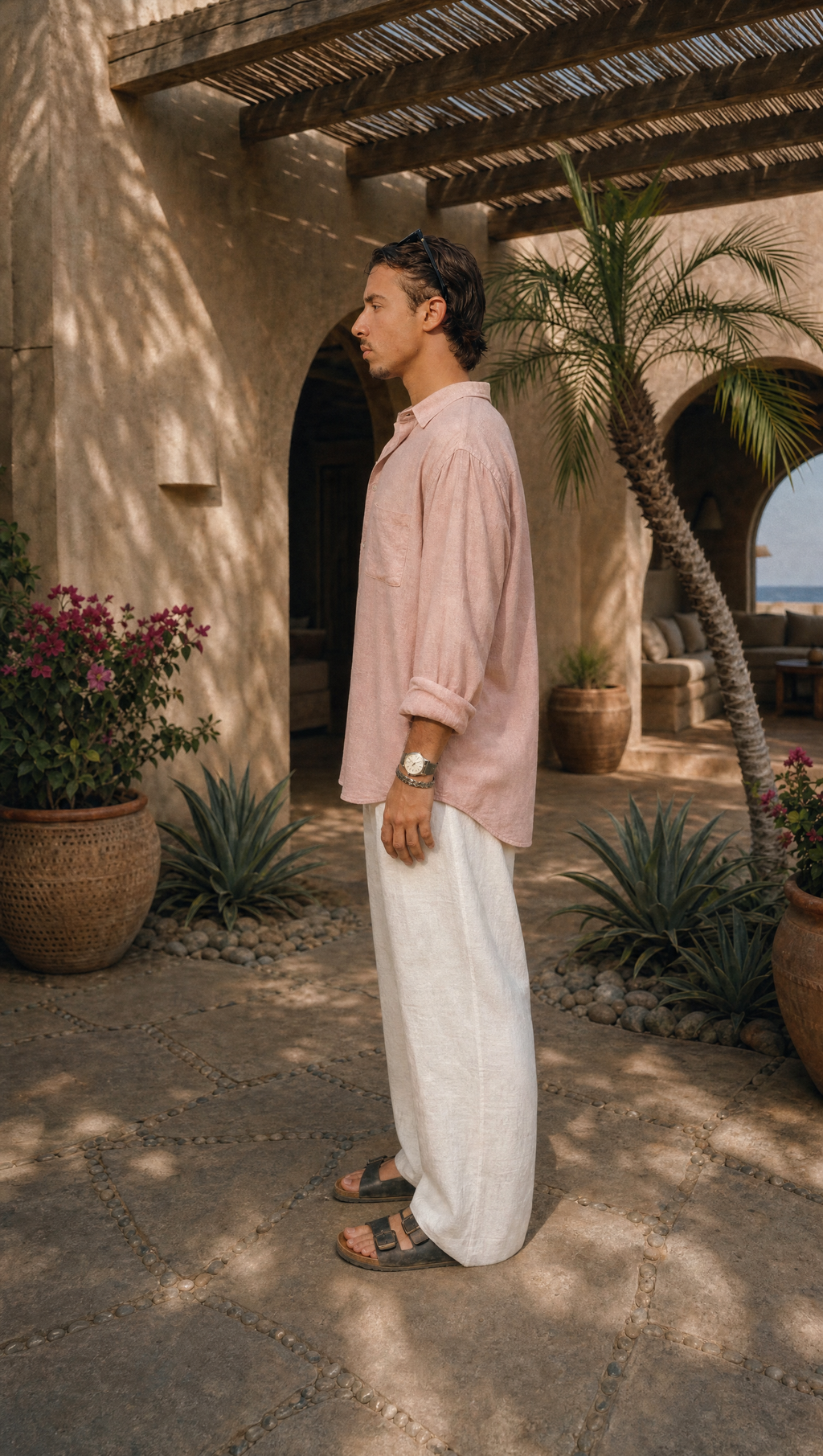 PINK LINEN LONG SLEEVE SHIRT