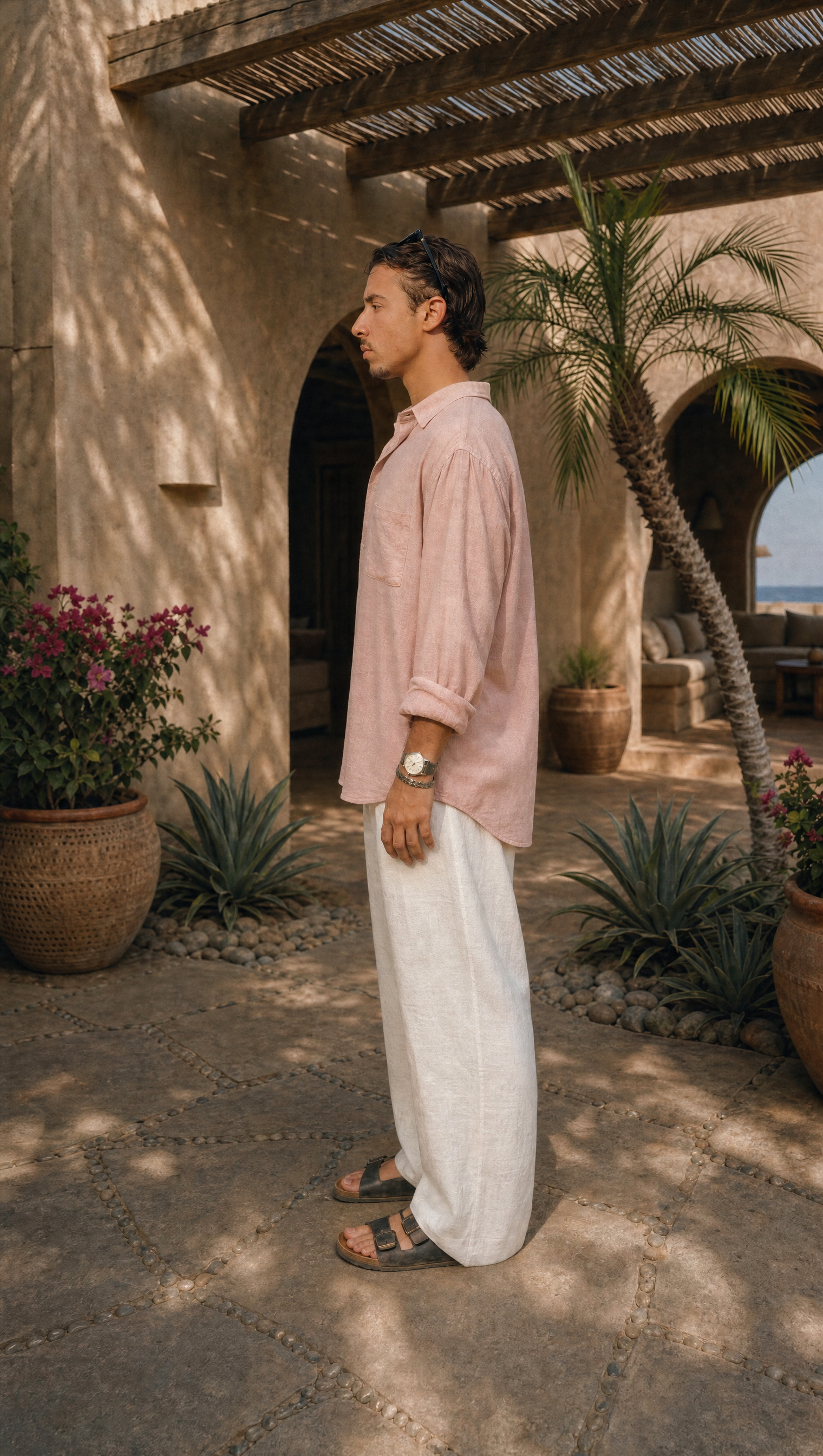 PINK LINEN LONG SLEEVE SHIRT