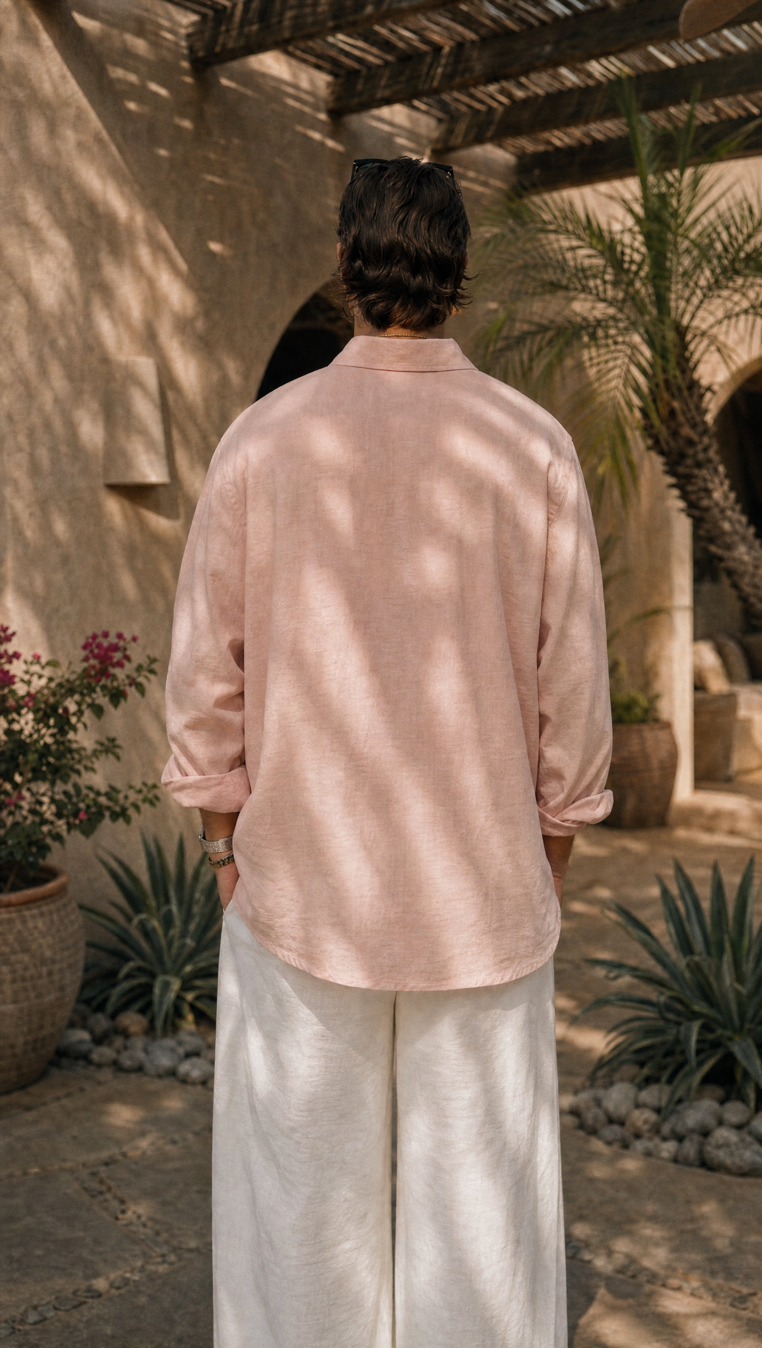 PINK LINEN LONG SLEEVE SHIRT
