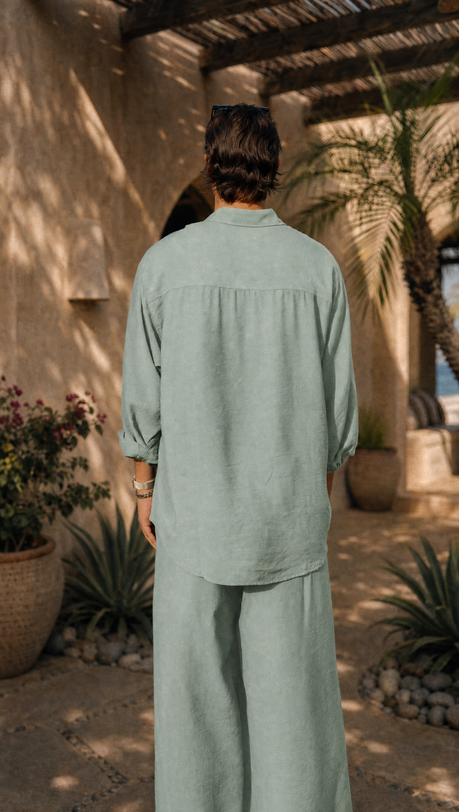 SAGE LINEN LONG SLEEVE SHIRT