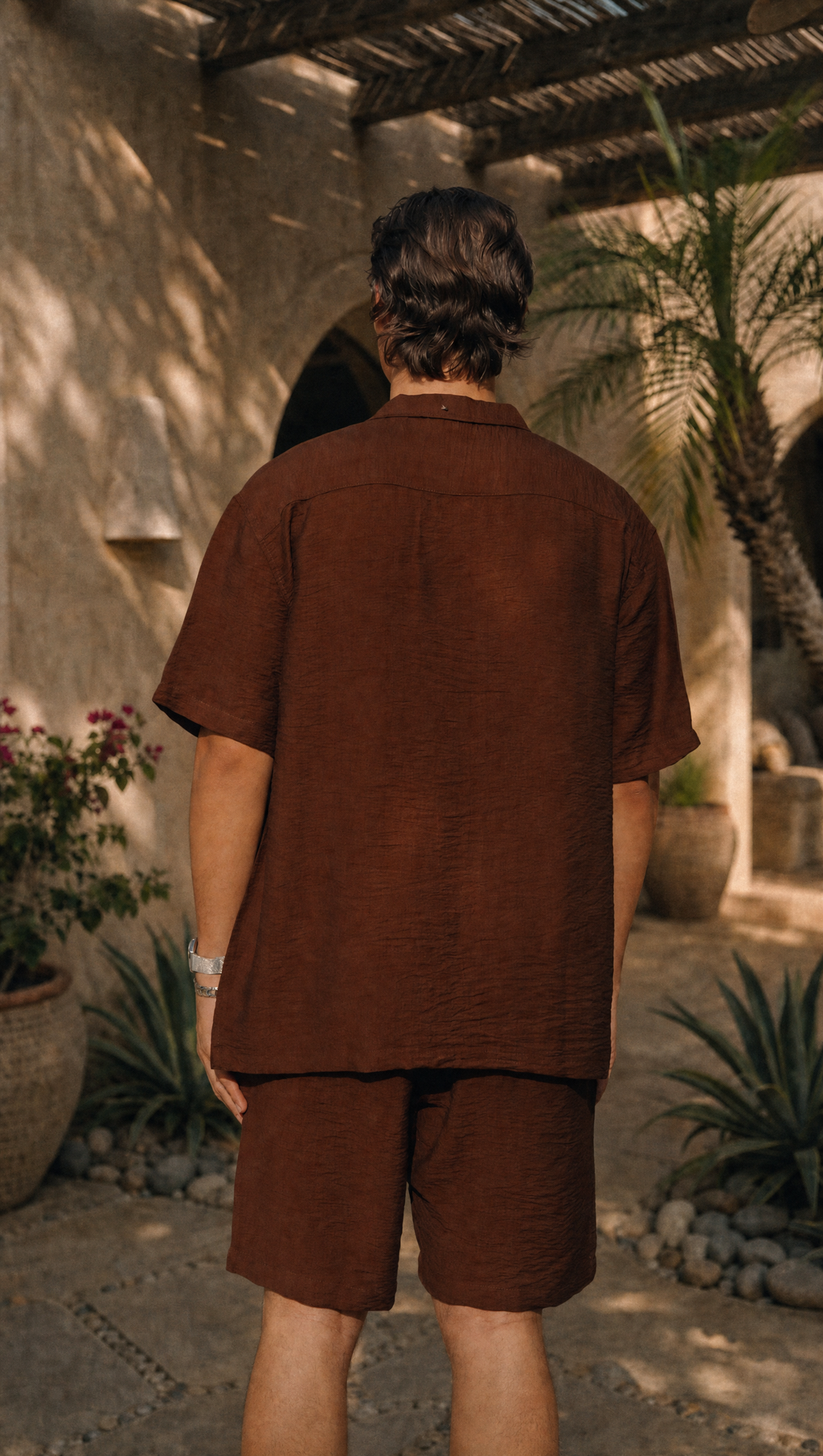 WALNUT LINEN SHORT SLEEVE SHIRT
