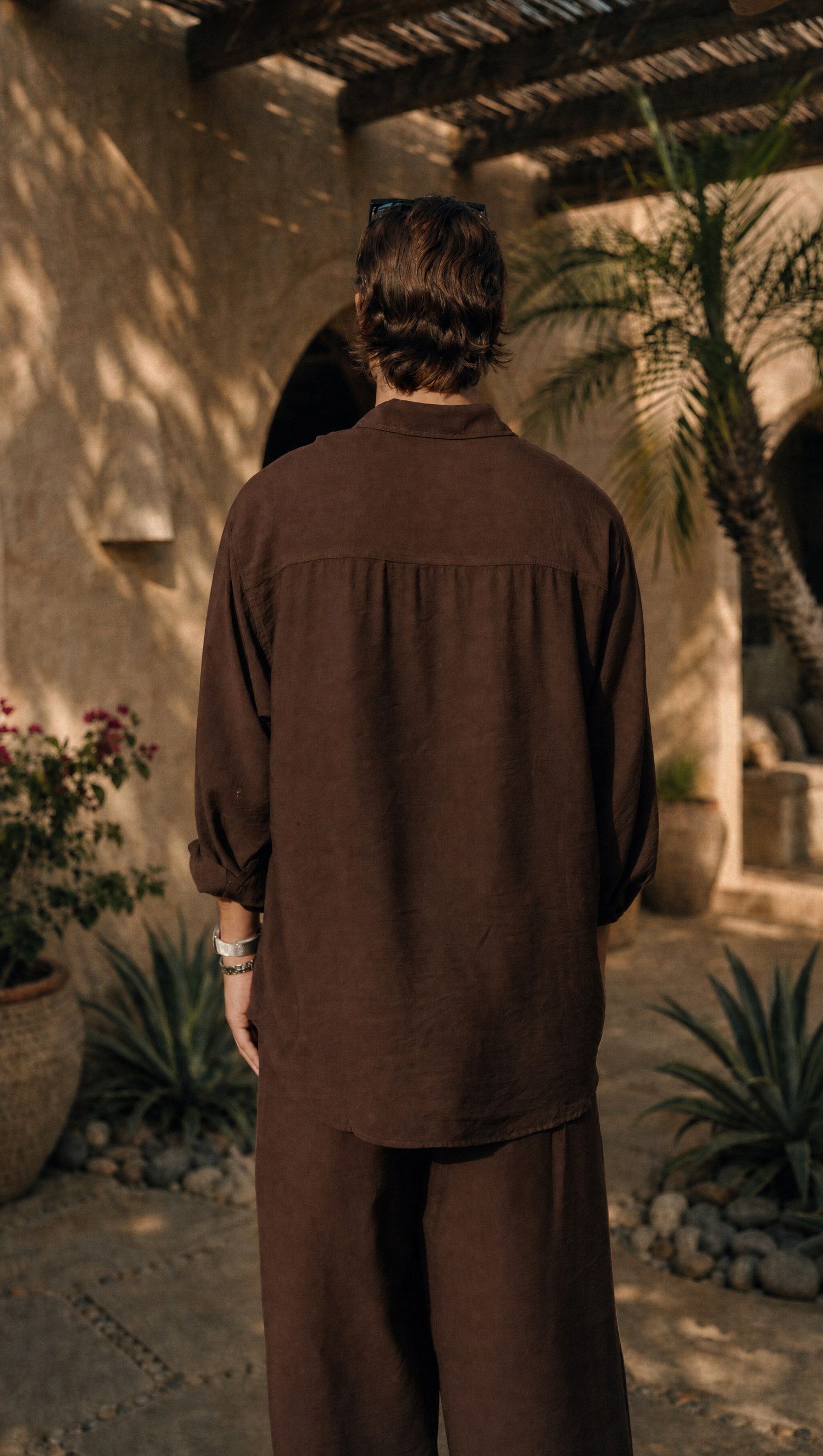 WALNUT LINEN LONG SLEEVE SHIRT