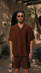 WALNUT LINEN SHORT SLEEVE SHIRT