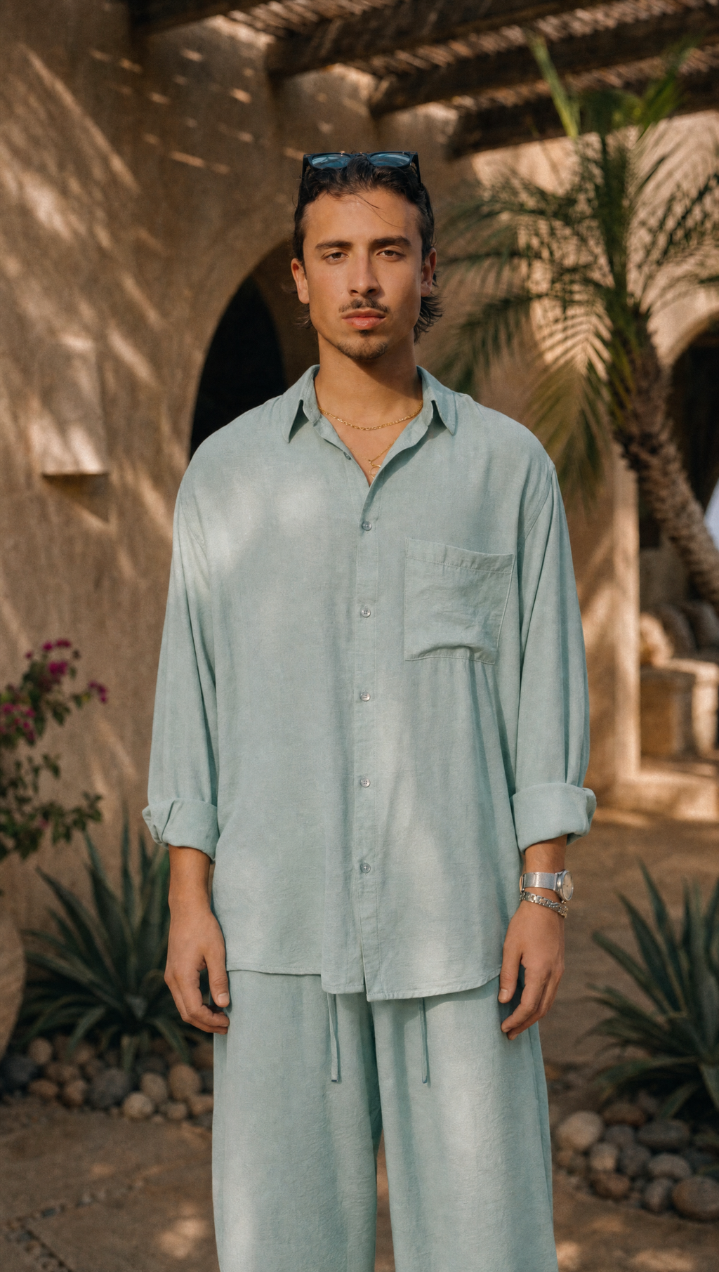 SAGE LINEN LONG SLEEVE SHIRT