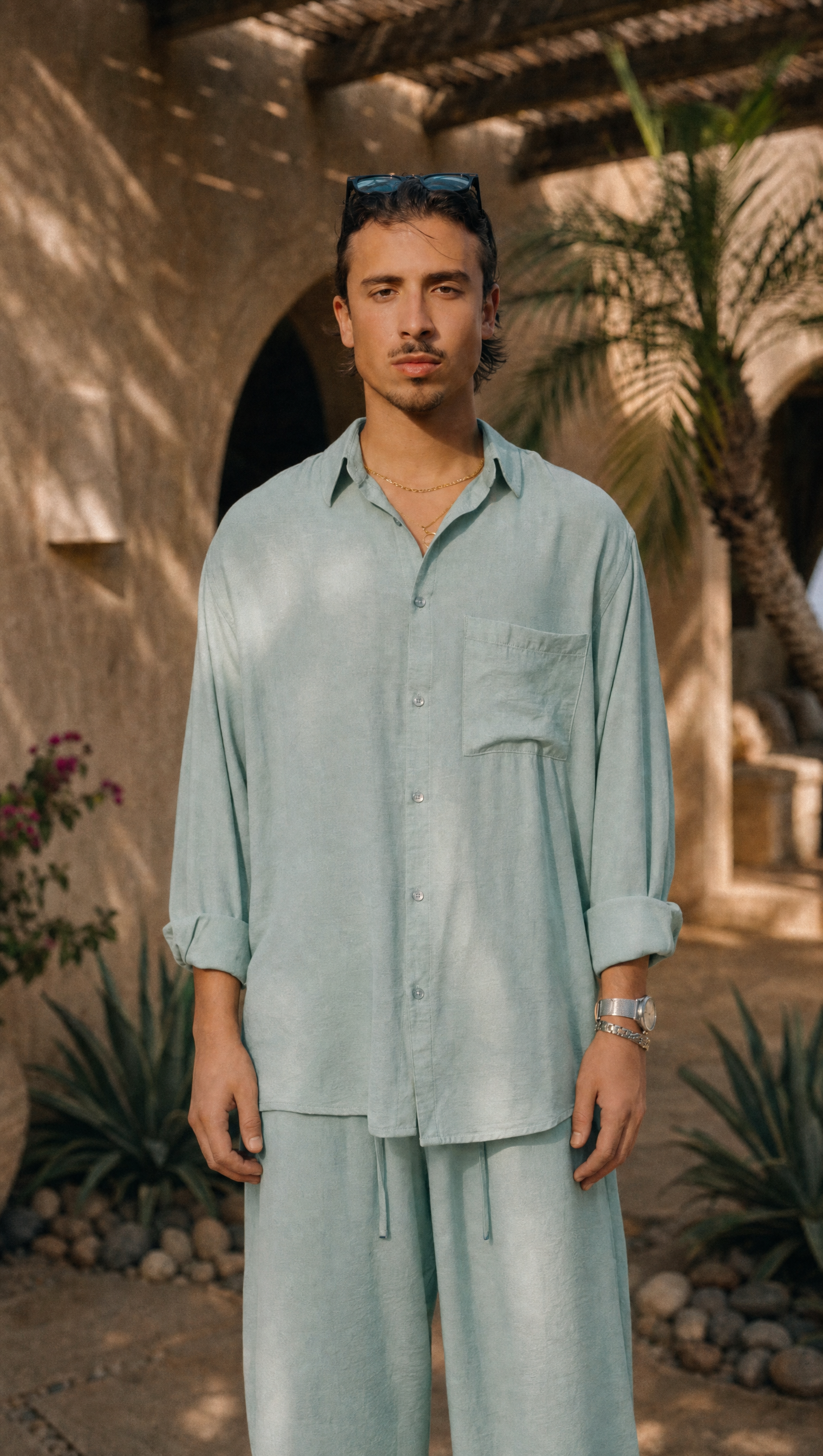 SAGE LINEN LONG SLEEVE SHIRT