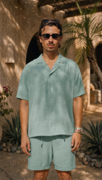SAGE LINEN SHORT SLEEVE SHIRT