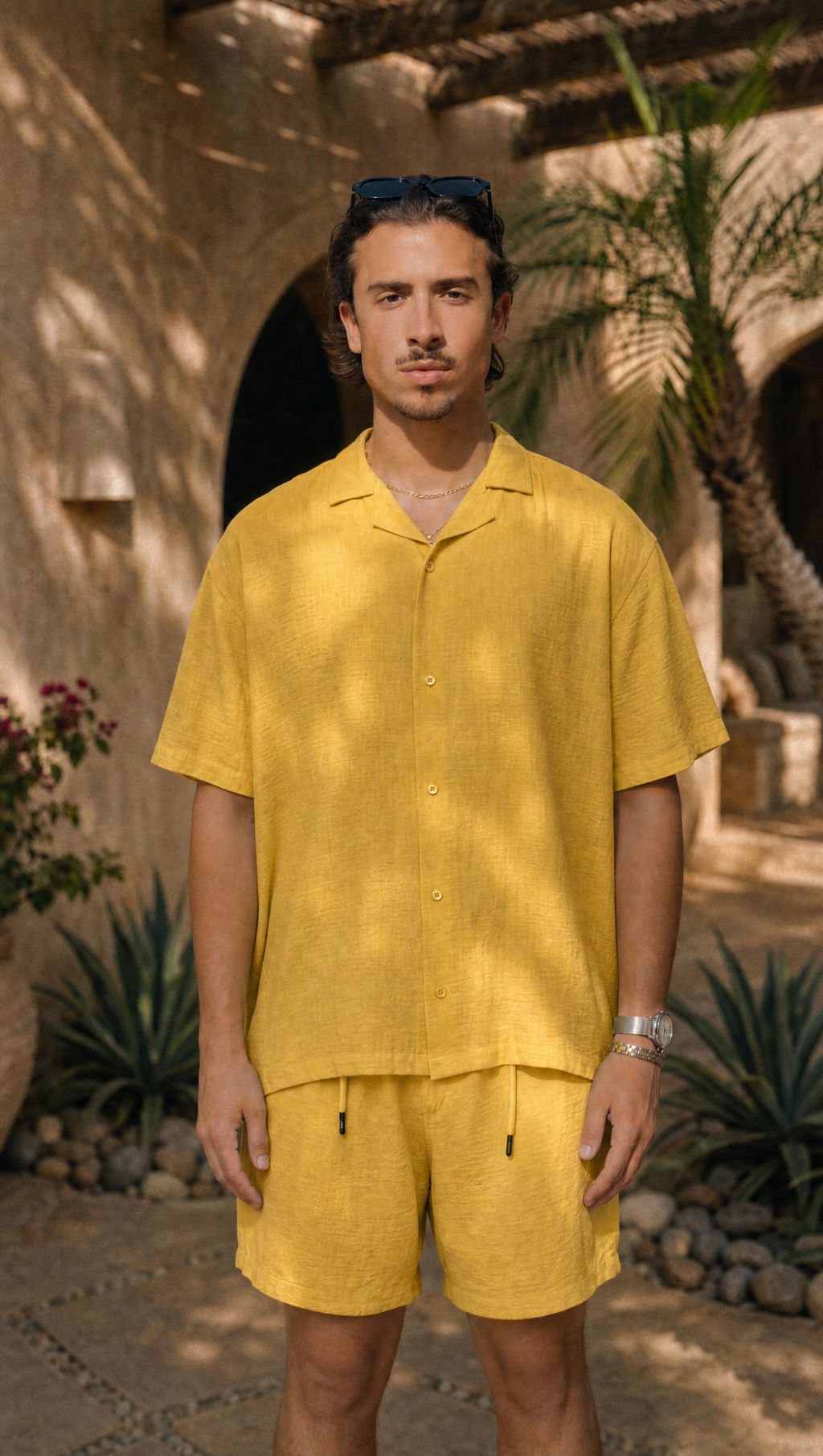 BUTTER YELLOW LINEN SHORT SLEEVE SHIRT