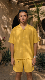BUTTER YELLOW LINEN SHORT SLEEVE SHIRT