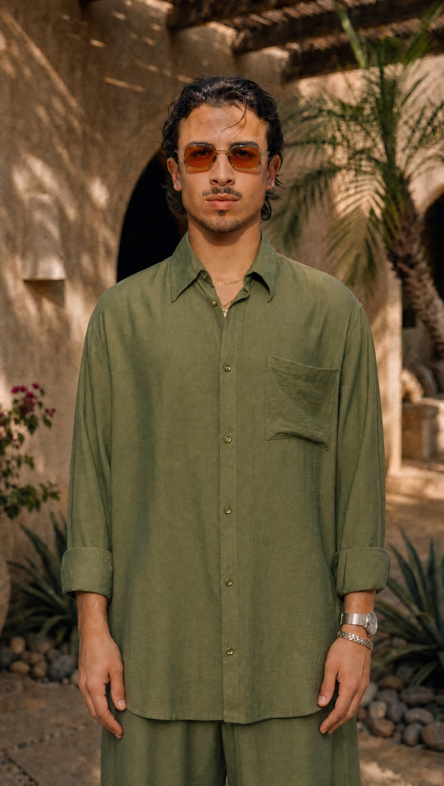 PALM LINEN LONG SLEEVE SHIRT