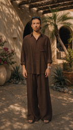 WALNUT LINEN LONG SLEEVE SHIRT