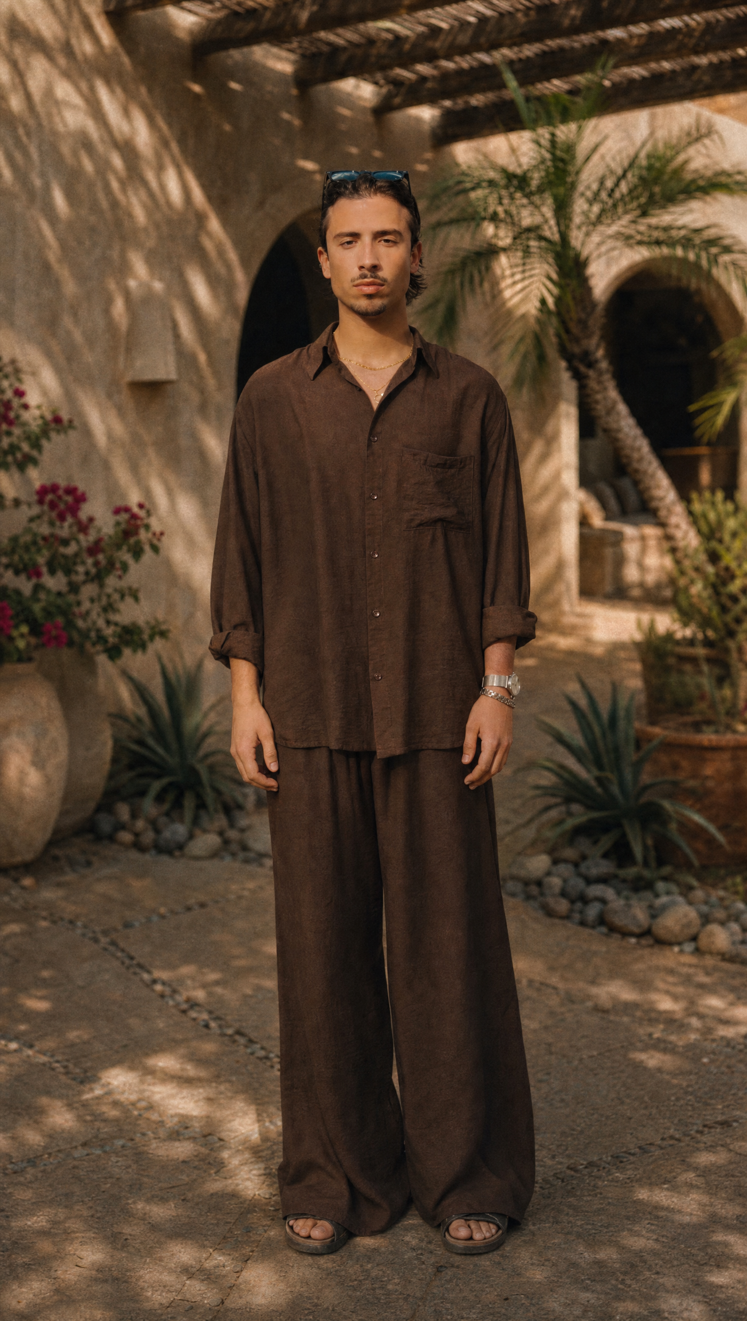 WALNUT LINEN LONG SLEEVE SHIRT