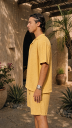 BUTTER YELLOW LINEN SHORT SLEEVE SHIRT