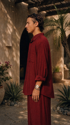RED WINE LINEN LONG SLEEVE SHIRT