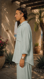 SAGE LINEN LONG SLEEVE SHIRT