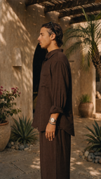 WALNUT LINEN LONG SLEEVE SHIRT