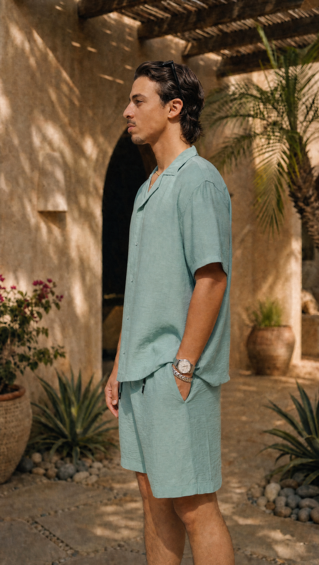 SAGE LINEN SHORT SLEEVE SHIRT
