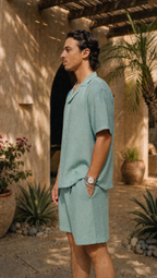 SAGE LINEN SHORT SLEEVE SHIRT