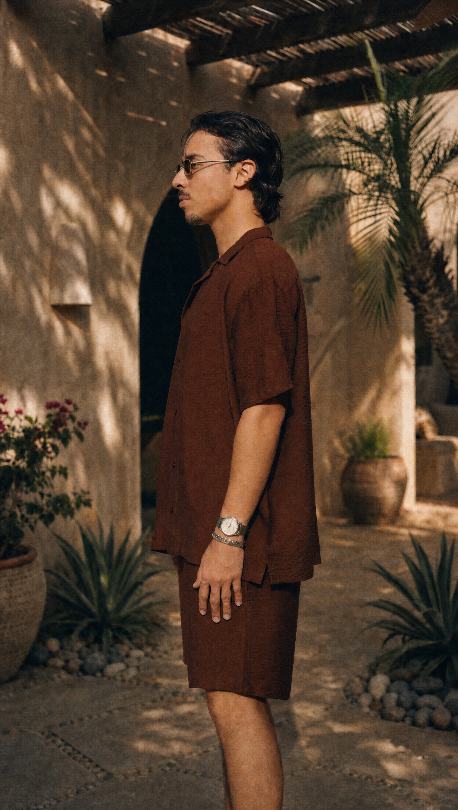 WALNUT LINEN SHORT SLEEVE SHIRT