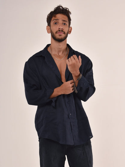 Midnight Unisex Linen Shirt